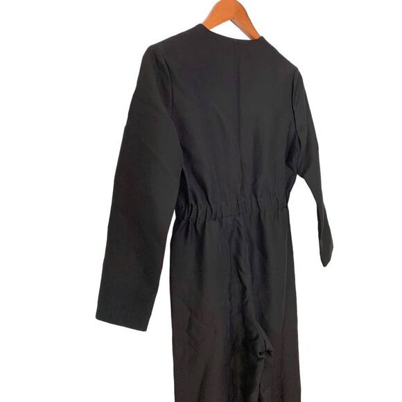 Gucci Alione V-neck Long Sleeve Button Jumpsuit Wool Silk Gold Black IT 36 US 0 - Picture 4 of 16